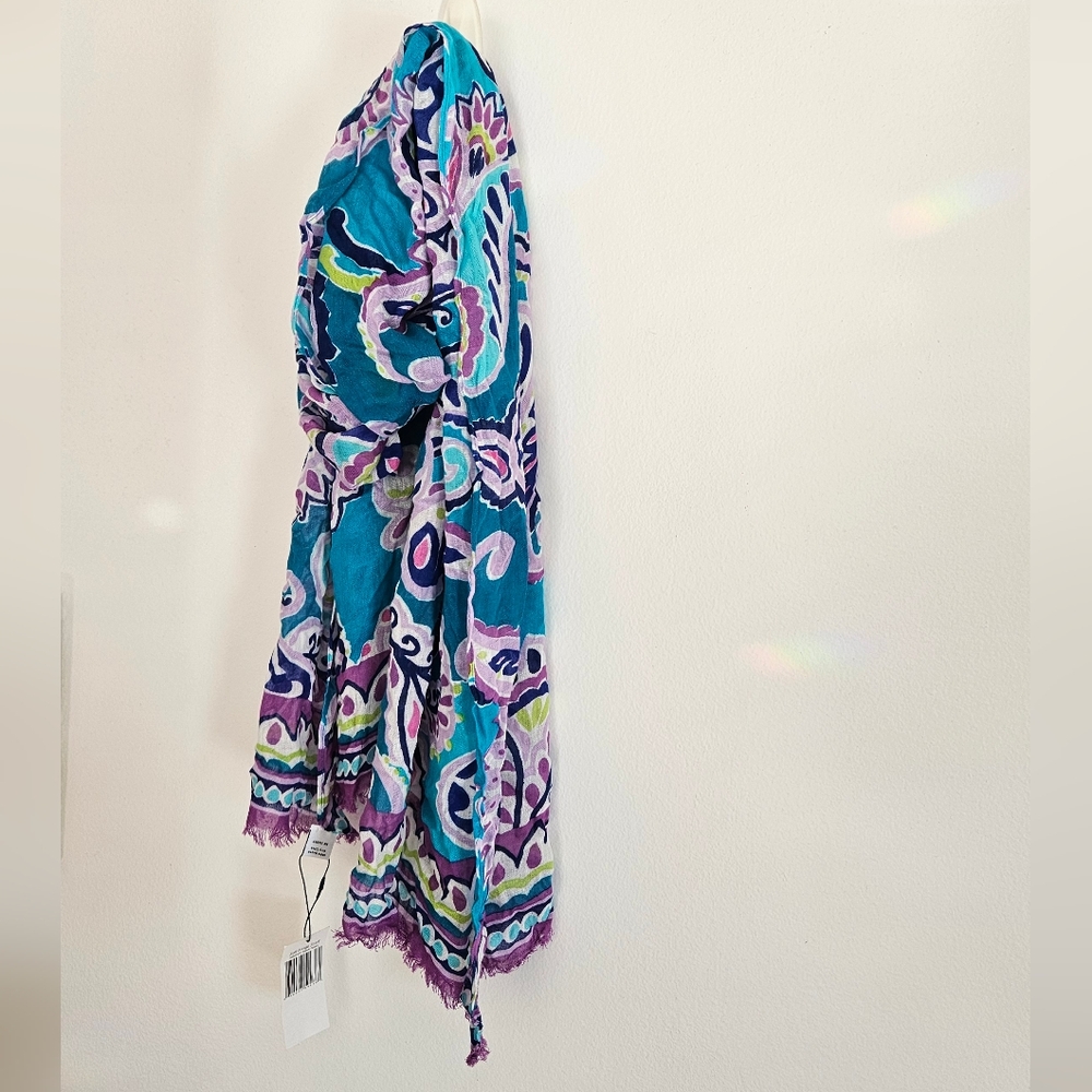 NEW Vera Bradley Waikiki Paisley Soft Fringe Scarf Rayon